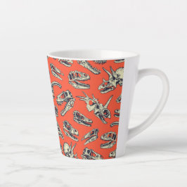 Oranje en Navy Dinosaur Skulls Latte Mok