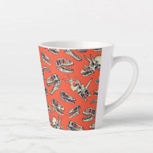 Oranje en Navy Dinosaur Skulls Latte Mok