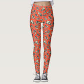 Oranje en Navy Dinosaur Skulls Leggings (Voorkant)