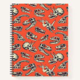 Oranje en Navy Dinosaur Skulls Notitieboek