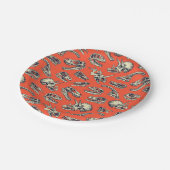 Oranje en Navy Dinosaur Skulls Papieren Bordje (Gekanteld)