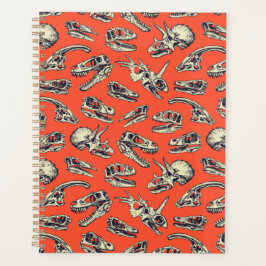 Oranje en Navy Dinosaur Skulls Planner