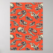 Oranje en Navy Dinosaur Skulls Poster (Voorkant)