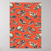 Oranje en Navy Dinosaur Skulls