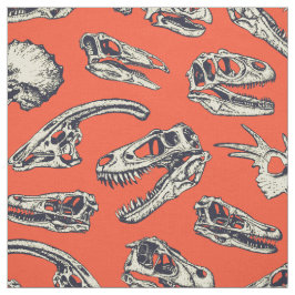Oranje en Navy Dinosaur Skulls Stof