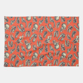 Oranje en Navy Dinosaur Skulls Theedoek (Horizontaal)