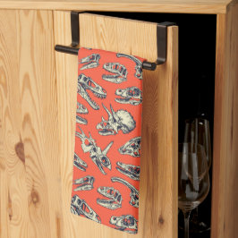 Oranje en Navy Dinosaur Skulls Theedoek