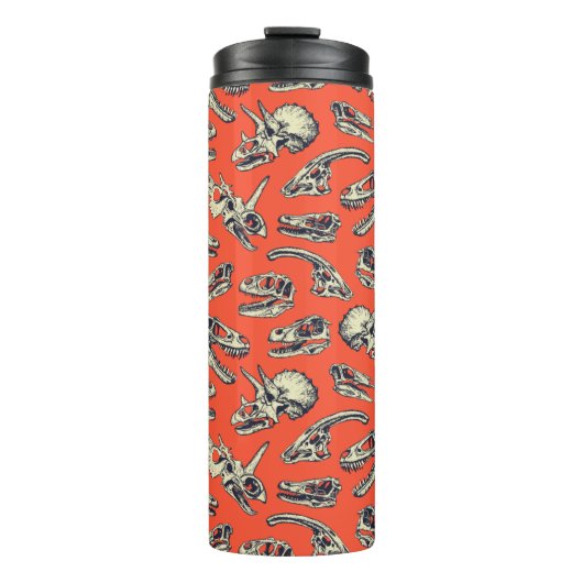 Oranje en Navy Dinosaur Skulls Thermosbeker (Voorkant)