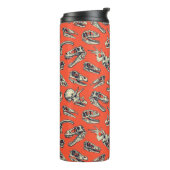 Oranje en Navy Dinosaur Skulls Thermosbeker (Gedraaid links)