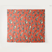 Oranje en Navy Dinosaur Skulls Wandkleed (Voorkant (horizontaal))