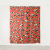 Oranje en Navy Dinosaur Skulls Wandkleed (Voorkant)