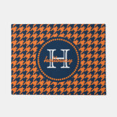 Oranje en Navy Houndstooth Deurmat (Voorkant)
