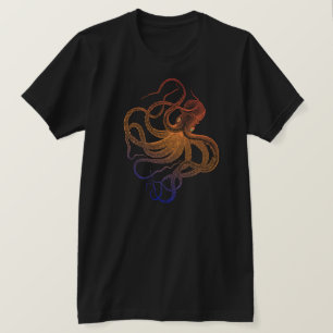 Oranje en octopus illustratie t-shirt