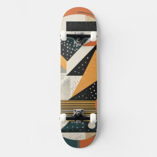 Oranje en oker geometrische vormen persoonlijk skateboard