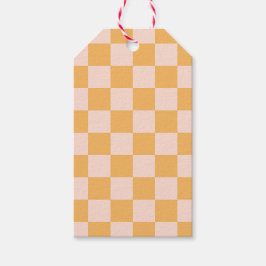 Oranje en ongebleekte zijdeklaag cadeaulabel