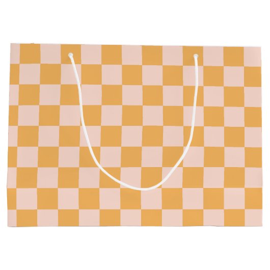 Oranje en ongebleekte zijdeklaag groot cadeauzakje (Achterkant)