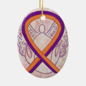 Oranje en orchidee Ribbon Angel Ornament (Achterkant)