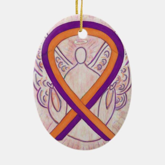 Oranje en orchidee Ribbon Angel Ornament (Achterkant)