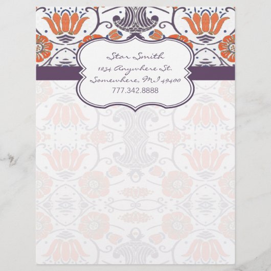 Oranje en Paars bloemenpatroon (Voorkant)
