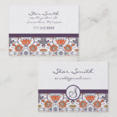 Oranje en Paars bloemenpatroon Visitekaartje (Voorkant / Achterkant)