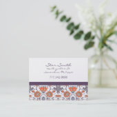 Oranje en Paars bloemenpatroon Visitekaartje (Staand voorkant)