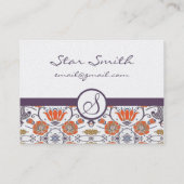Oranje en Paars bloemenpatroon Visitekaartje (Achterkant)