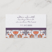  Oranje en Paars bloemenpatroon Visitekaartje (Voorkant)