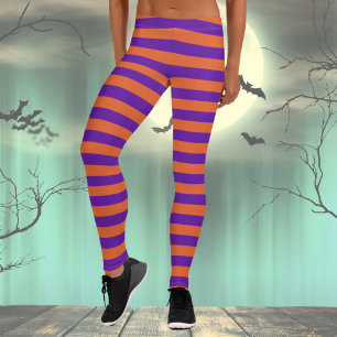 Oranje en paars gestript  leggings