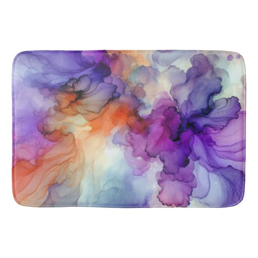 Oranje en Paarse alcoholinkt Abstract Badmat (Voorkant)