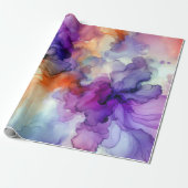 Oranje en Paarse alcoholinkt Abstract Cadeaupapier (Uitgerold)