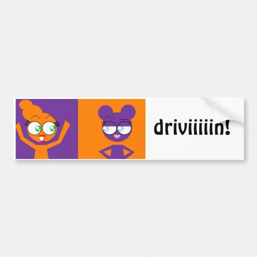 oranje en paarse bumpersticker (Voorkant)