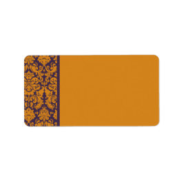 Oranje en Paarse Damask Adres Label Blank