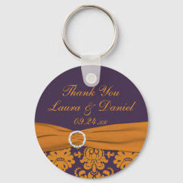 Oranje en Paarse Damask Wedding Favor Sleutelhange Sleutelhanger