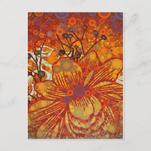 Oranje en Paarse Floral Moderne Pop kunst Briefkaart (Voorkant)