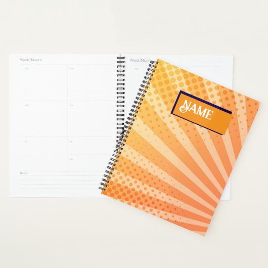 Oranje en paarse gestippelde gestreepte patroon planner (Display)