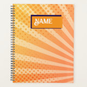 Oranje en paarse gestippelde gestreepte patroon planner (Voorkant)