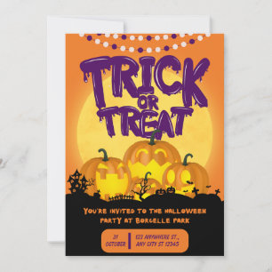 Oranje en Paarse Griezelfeest Halloween Feest  Kaart