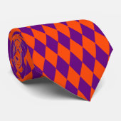 Oranje en paarse harlekijn geruit ontwerp stropdas (Opgerold)