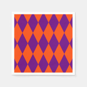 Oranje en paarse Harlekijn geruite ontwerp Servet