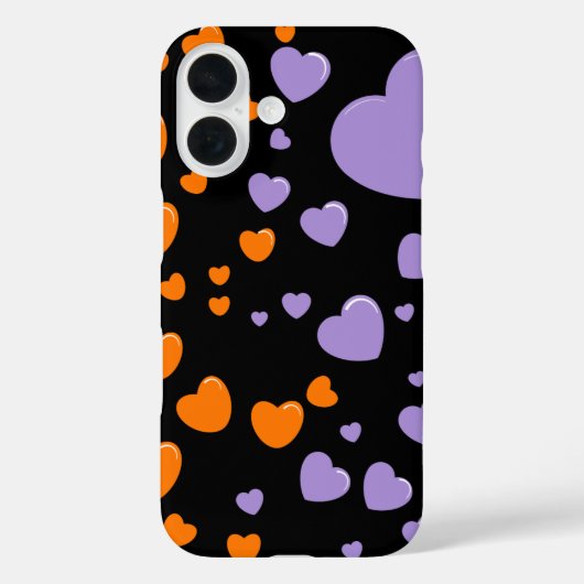 oranje en paarse harten polka stippen Case-Mate iPhone case (Achterkant)