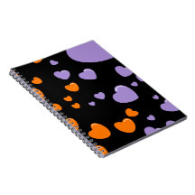 oranje en paarse harten polka stippen
