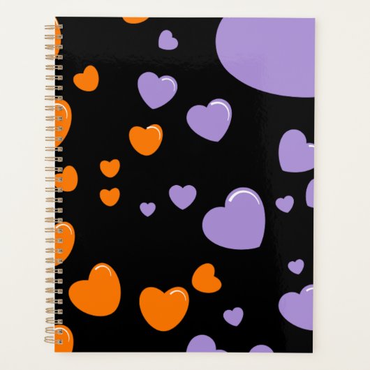 oranje en paarse harten polka stippen planner (Voorkant)