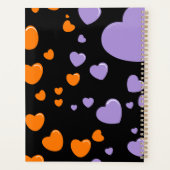 oranje en paarse harten polka stippen planner (Achterkant)