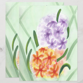 Oranje en Paarse Hyacint Flowers Scrapbook Papier