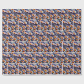 Oranje en Paarse kosmos Abstract Cadeaupapier (Vlak)