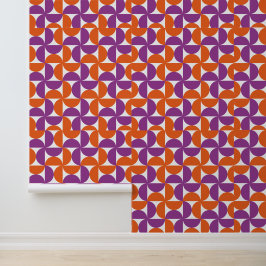 Oranje en Paarse Mid Century Modern Pattern Behang