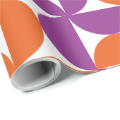 Oranje en Paarse Mid Century Modern Pattern Cadeaupapier (Rol Hoek)