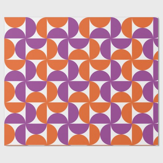 Oranje en Paarse Mid Century Modern Pattern Cadeaupapier (Vlak)