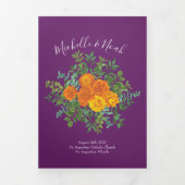 Oranje en Paarse Plum Peony Roos Wedding Programs Drieluik Programma (Cover)