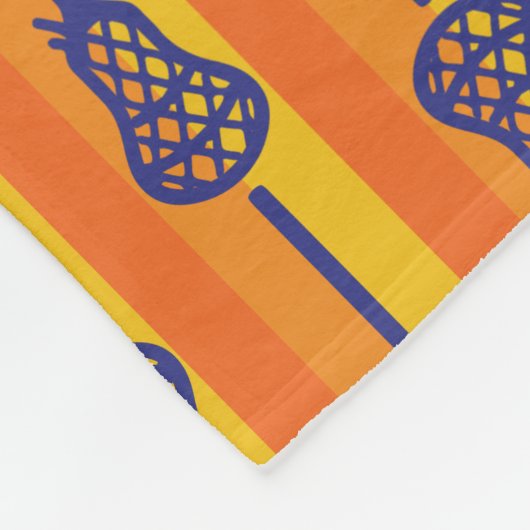 Oranje en Paarse retro Lacrosse Sticks and Stripes Fleece Deken (Hoek)